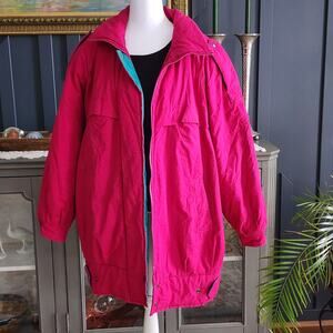 Vintage London Fog Neon Pink/Fuscia Parka Coat 16 Reg 80s 90s Ski Jacket